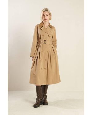 TRUEDAMES Falling Leaves Woven Midi Trench Coat - Natural