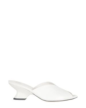 Giampaolo Viozzi Ivory Sculptural Heel Leather Mules - White