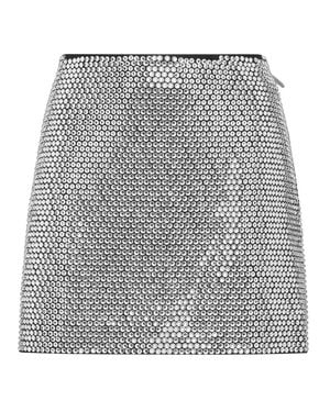 Philipp Plein Leather Mini Skirt Crystal - Gray