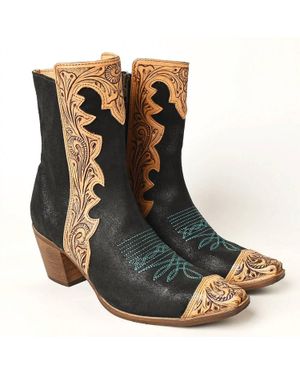 American Darling Hand Tooled Boots - Black