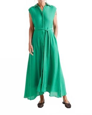 Compañía Fantástica Collared Woven Maxi Dress - Green