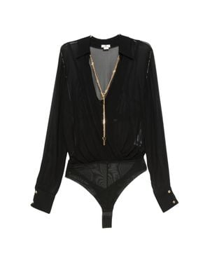Elisabetta Franchi Camicia A Body Sheer Bodysuit - Black