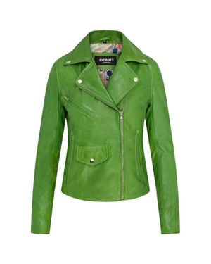 TruClothing Real Leather Brando Style Biker Jacket - Green