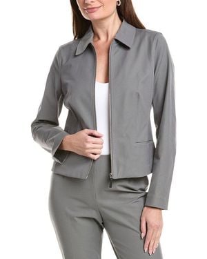 Lafayette 148 New York Zip Front Tailored Jacket - Gray