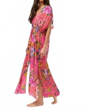Johnny Was Kairi Drawcord Kaftan - Red