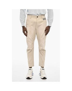 DSquared² ² 4 Pockets Cotton Pants With Monogram - Natural