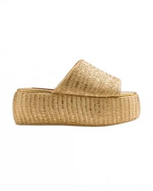 Simon Miller Metallic Raffia Cloudy Platform Sandal - White