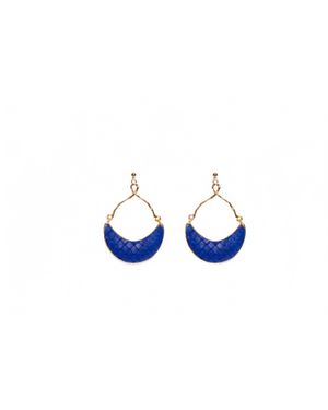 Avenue Chic Half Moon Python Earrings - Black