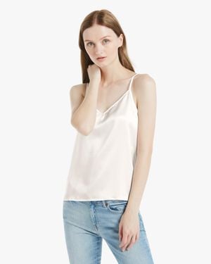LILYSILK V Neck Front And Back Silk Camisole - White