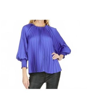 J joy Pleated Bishop Sleeve Top - Purple
