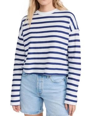 ASKK NY Cropped Long Sleeve Stripped Tee - Blue
