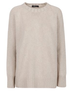 Aragona Over Round Neck Cashmere Sweater - Natural