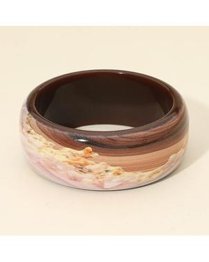 Fashnzfab Abstract Wave Print Resin Bangle Bracelet - Brown
