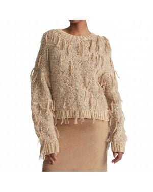 Lafayette 148 New York Hand Knit Fringed Sweater - Natural