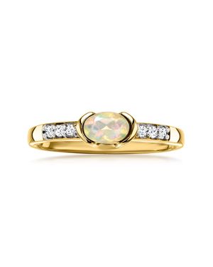 Ross-Simons Opal Ring With Zircons - Metallic