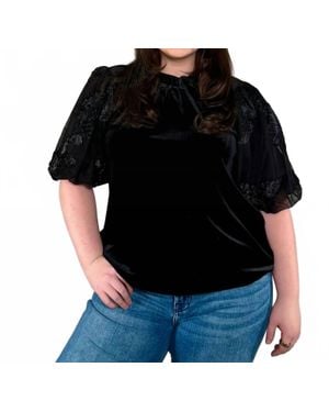 Thml Textured Puff Sleeves Blouse - Black