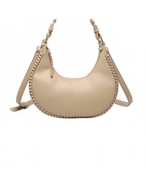 Jen & Co. Aria Whipstitch Crescent Shoulder Bag - Natural