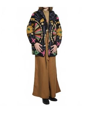 Asha Suzani Velvet Coat - Black