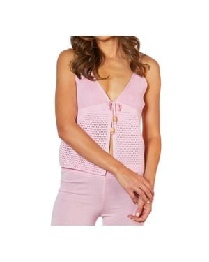 French Kyss Spaghetti Strap Detail Tank - Pink