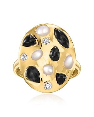 Ross-Simons Onyx, Mother-Of-Pearl And Lab-Grown Diamond Ring - Metallic