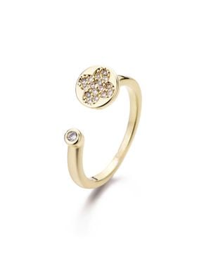 Adornia 14K Plated Open Bands Cz Clover Ring - Metallic
