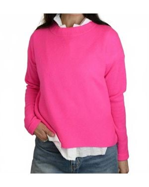 Brodie Cashmere Pearl Crew Sweater - Pink