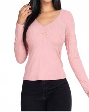Capelli Ruched Chest Detail Ribbed - Pink