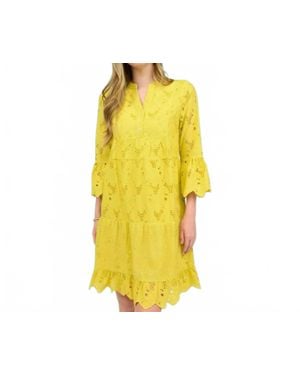 Uncle Frank Eyelet Tiered Dress - Yellow