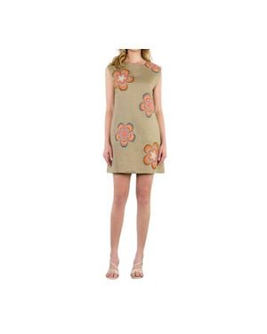 Thml Sleeveless Flower Embroidered Dress - Natural