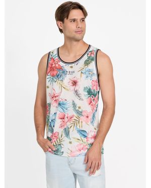 Guess Leo Floral Mesh Tank Top - White
