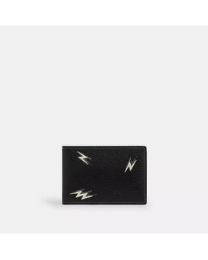 COACH Compact Billfold With Lightning Bolt Print - Black