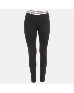 Moschino Cotton Knit Waist Band Detail Leggings - Black