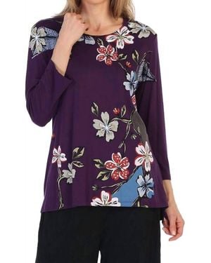 Jess & Jane Tree Story Modal Floral Print Top - Purple
