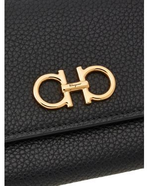 Ferragamo Ferragamo Gancini-Plaque Leather Purse - Gray