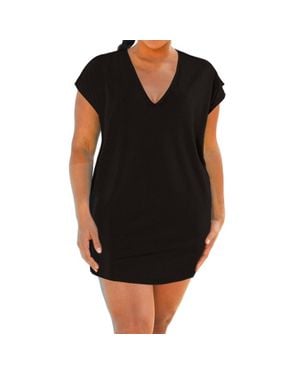 Always for Me Plus Size Jersey Cut Out Cover Up Dress - Black