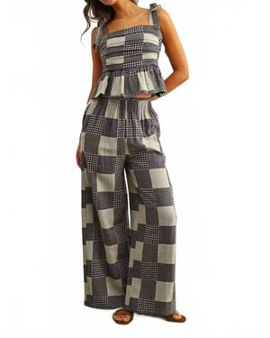 Miou Muse Gingham Patch Effect Pants - Blue