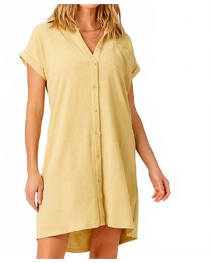 Mystree Linen Blend Dress - Yellow