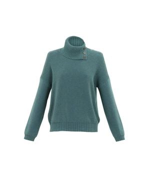 Marble Relaxed Cotton Sweater - Blue