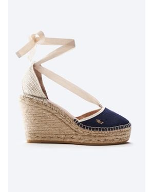 VISCATA Tavallera Canvas Espadrille Wedges - White