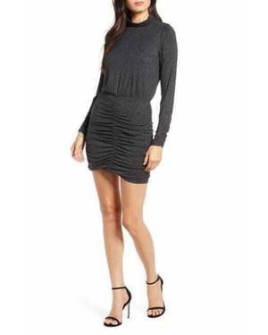 Ali & Jay Ruched Long Sleeve Glitter Shimmer Mini Dress - Black