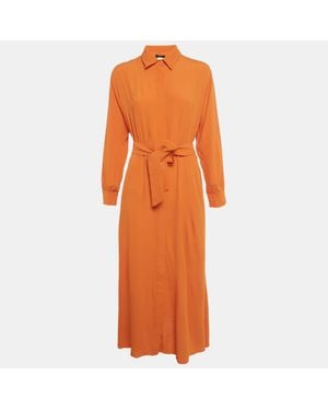 Weekend by Maxmara Crepe Belted Midi Dress - Orange