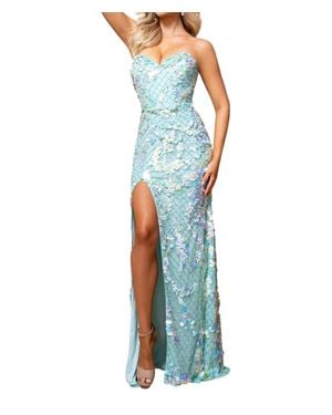 Rachel Allan Strapless Figure-Hugging Silhouette Prom Dress - Blue