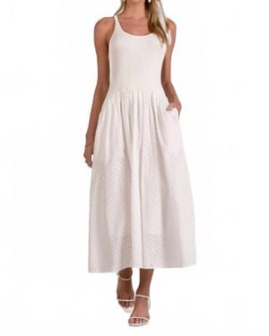 Elan Mixed Media Midi Dress - Pink