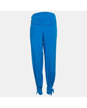 Roberto Cavalli Silk Tie-Up Pants - Blue