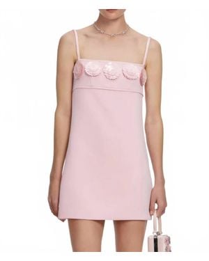 Self-Portrait Crepe 3D Sequin Flower Mini Dress - Pink