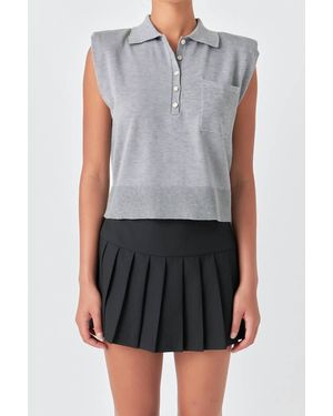 Grey Lab Soft Sleeveless Knit Polo Top - Blue