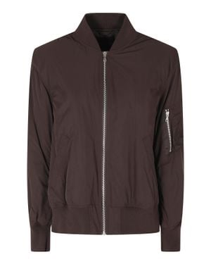Semicouture Ada Mocha Oversized Zip Polyester Bomber Jacket - Brown