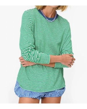 Clare V. Long Sleeve Mini Stripe Tee - Green