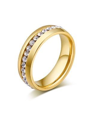 Stephen Oliver 18K Sleek Embellished Eternity Band Ring - Metallic