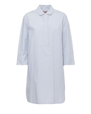 Woolrich Vertical Striped Cotton Dress With Classic Collar And Buttoned Cuffs - White